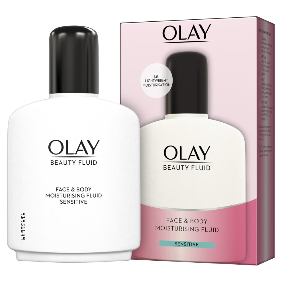 Olay Beauty Fluid Sensitive Moisturiser Face Body Lightweight Classic Care 200ml