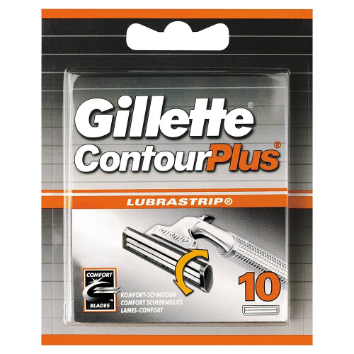 Gillette 10 x Gillette Contour Plus Scheermesjes navullingen met Lubrastrip