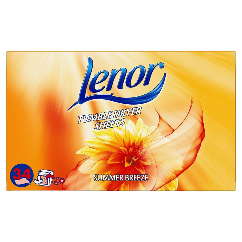 Lenor Summer Breeze Tumble Dryer Sheets, 34 Sheets, Uplifting Outdoor Freshness