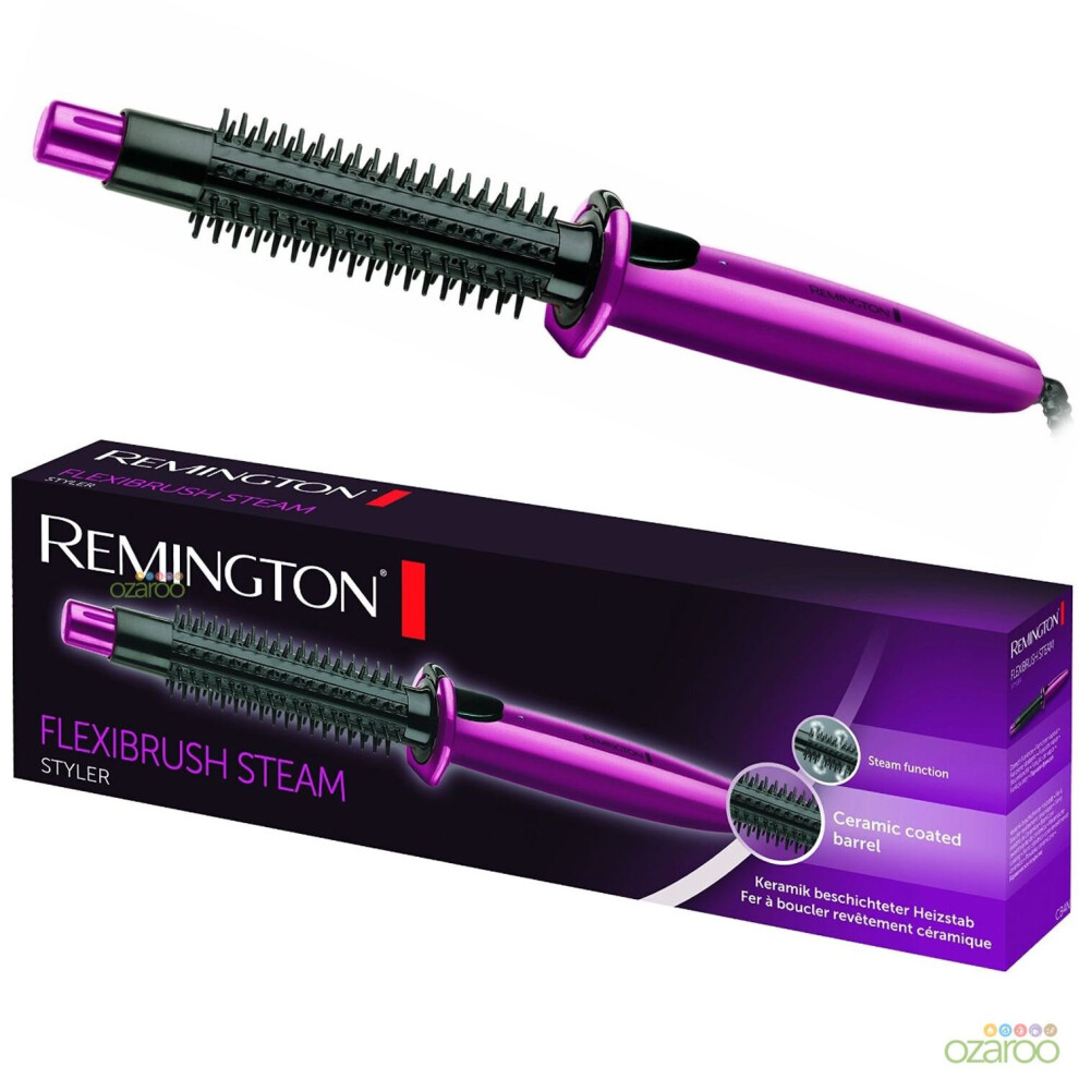 Remington CB4N Womens Flexibrush Steam Hot Air Ceramic Hair Styler - 60s Ready, Dual-Width Comb, Gentle Ceramic Steam Brush