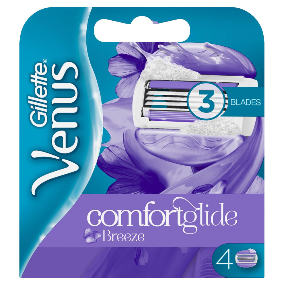 4 X Gillette Venus Breeze Women's Replacement Razor Blades With Shave Gel Bars