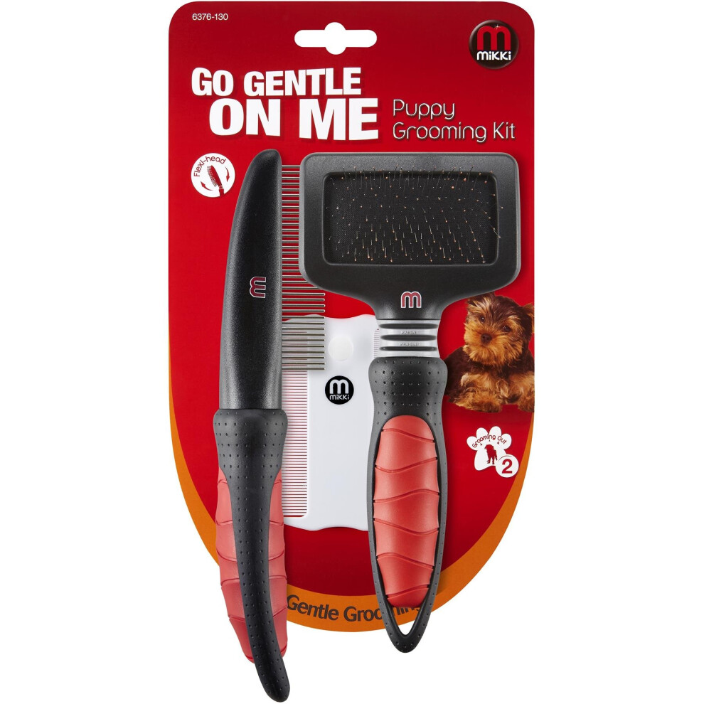 Mikki Puppy Grooming Kit Dog Coat Care Slicker Brush Comb Set - Image 3