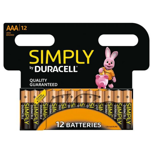 Duracell 12 x Duracell Simply AAA Alkaline Batteries LR03 MN2400 Alkaline 1.5V Long Last