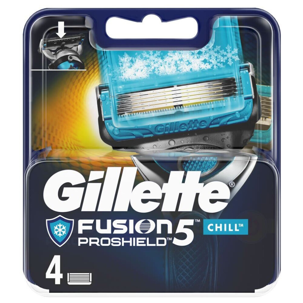 4 x Gillette Fusion ProShield Chill Men's Replacement Cooling Tech Razor Blades