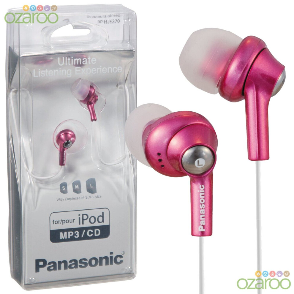 Panasonic In-Ear Earphones Headphones for iPod iPhone CD MP3 - Pink, RP-HJE270EP