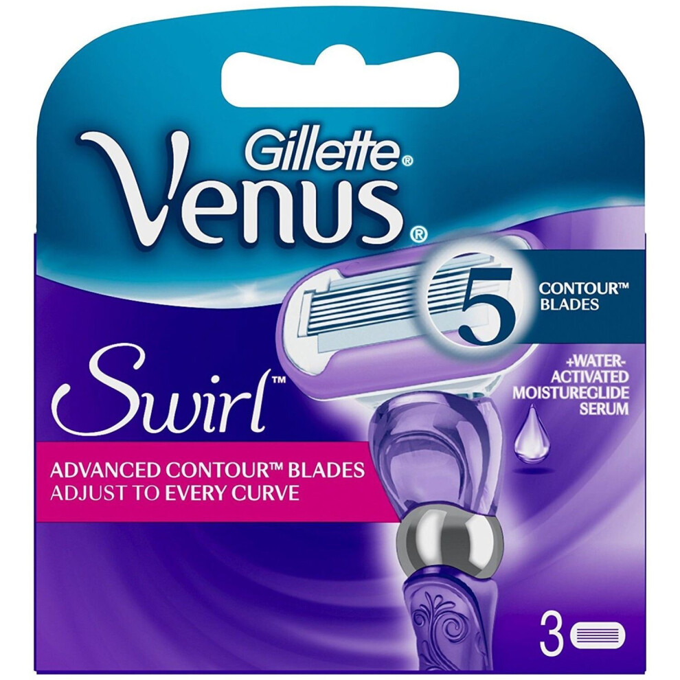 Gillette Venus Swirl Razor Blades 5 Contour Blades MoistureGlide Serum Pack Of 3