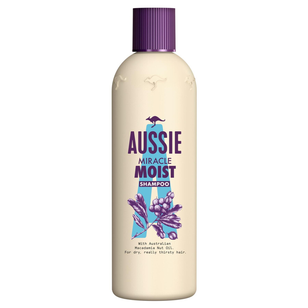Aussie Shampoo Miracle Moist Dry Damaged Hair Smoothen Macadamia Nut Oil 300ml