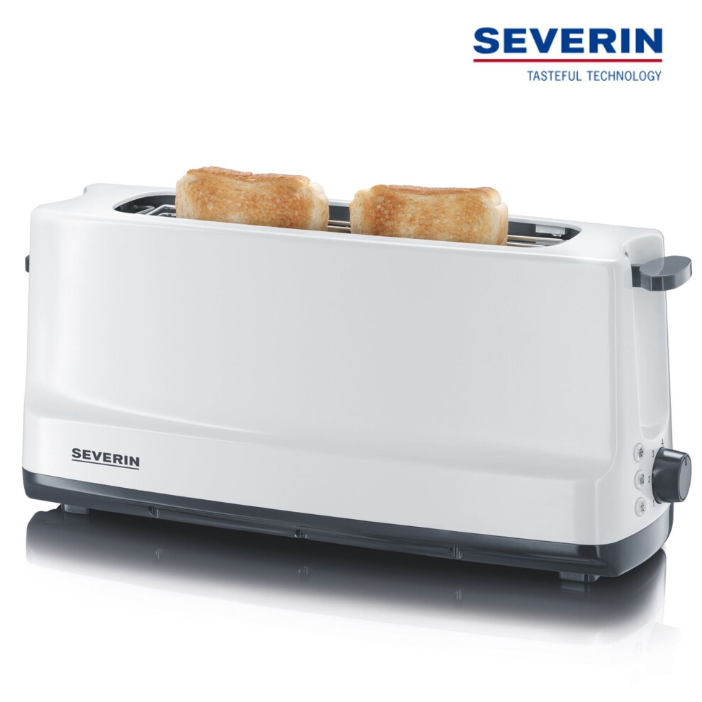 Severin Automatic Long Slot Toaster 2 Slice With Bun Warmer 800W White AT2232