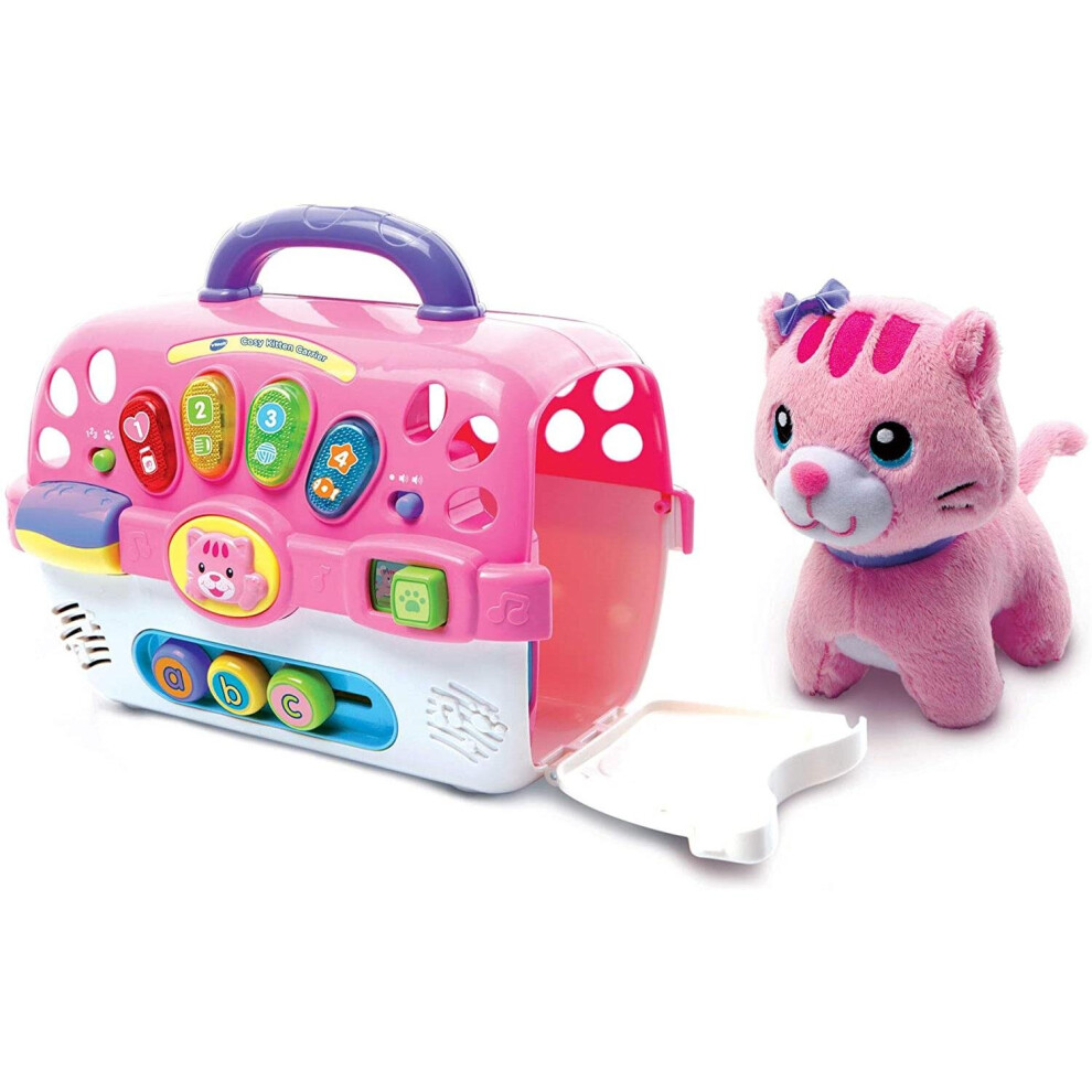 VTech Baby Cosy Toys Kitten Carrier - Interactive Toy with ABC Blocks, Roller Ball & 7 Songs/20 Melodies (191503)