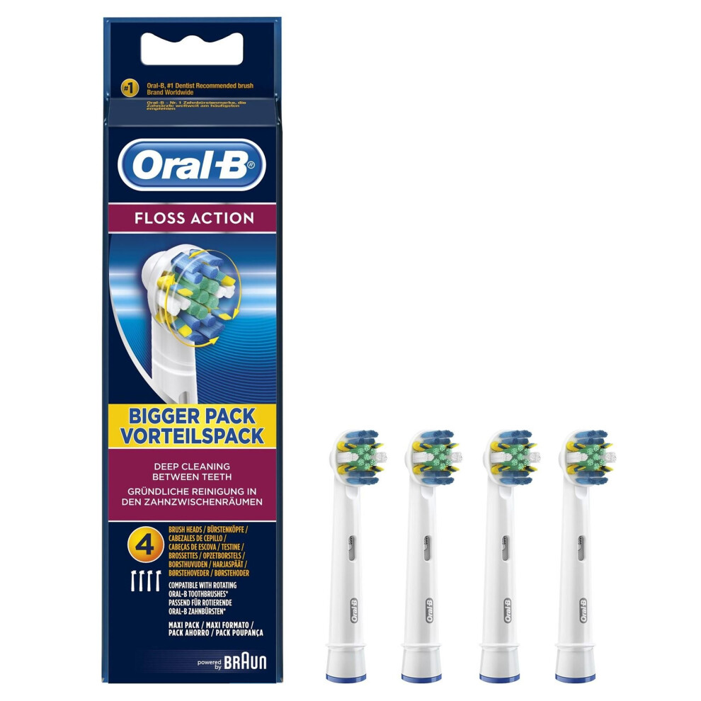 Oral-B FlossAction Electric Toothbrush Replacement Heads Powered by Braun 4 Pack