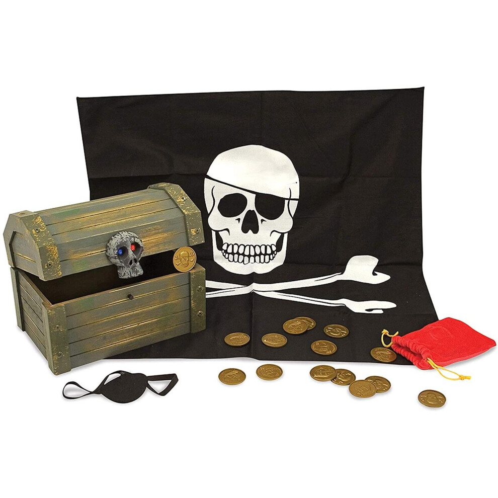 Melissa & Doug Wooden Pirate Chest Pretend Play Set