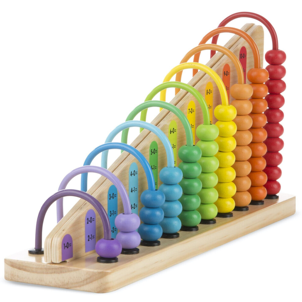 Melissa & Doug Add & Subtract Abacus - Educational Toy With 55 colourful Beads and Sturdy Wooden Construction