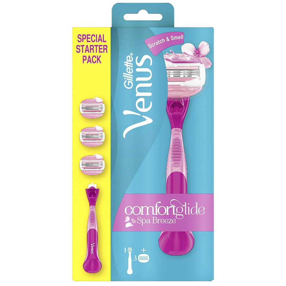 Gillette Venus ComfortGlide Spa Breeze Women's Razor +3 Blades With Gel Bars Set