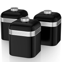 Swan SWKA1020BN Set of 3 Retro Storage Canisters, Black