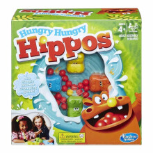 Hasbro Hungry Hippos Toy, Multi-Colour - 4 chomping hippos with 20 marbles incl. golden marble and marble storage (C-98936348)