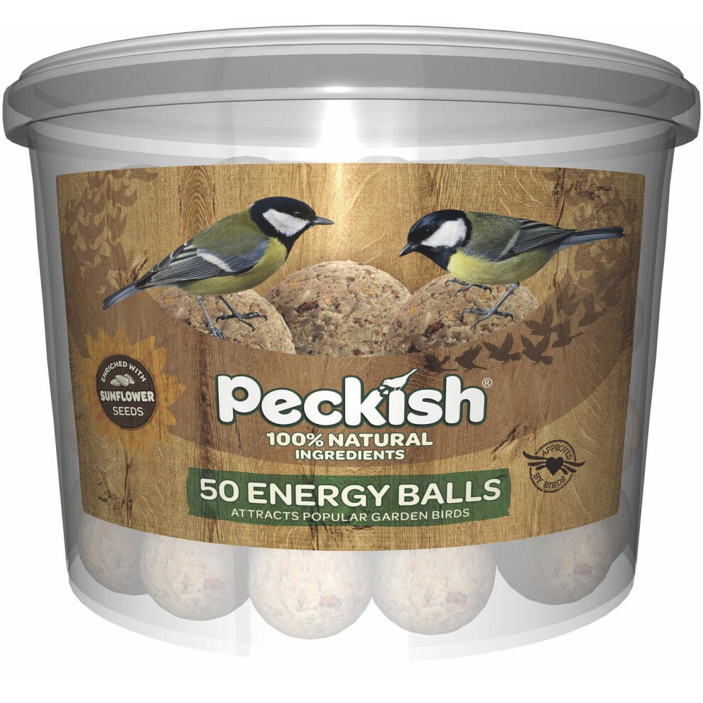 Peckish Natural Balance Energy Suet Fat Balls for Wild Birds, Pack of 50