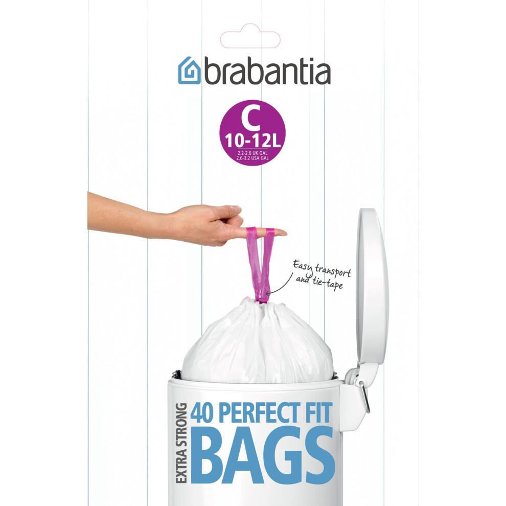 Brabantia Bin Liners, Size C, 10-12 L - 40 Bags