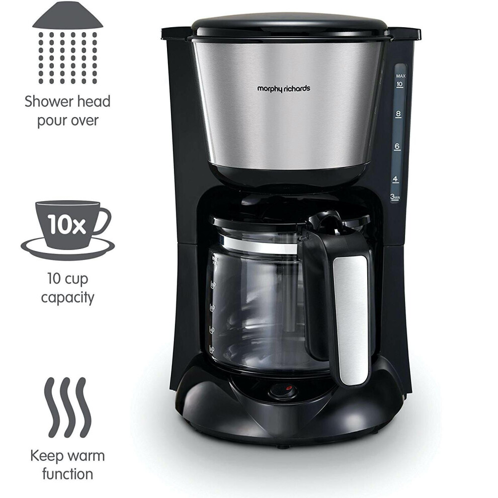 Morphy Richards Equip Filter Coffee Maker 162501, 1000 W, 1.2 Liters