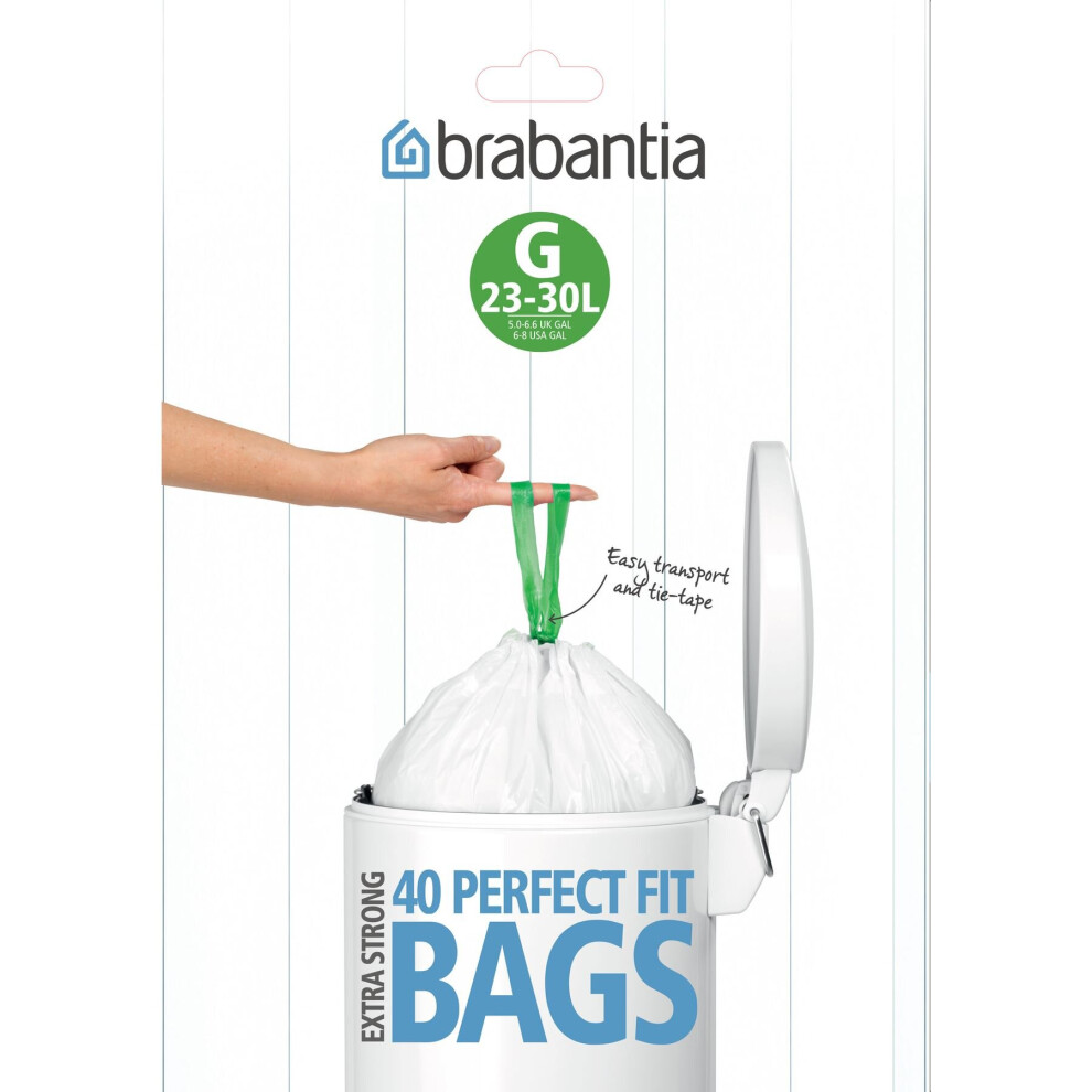 Brabantia Bin Liners, Size G, 23-30 L - 40 Bags