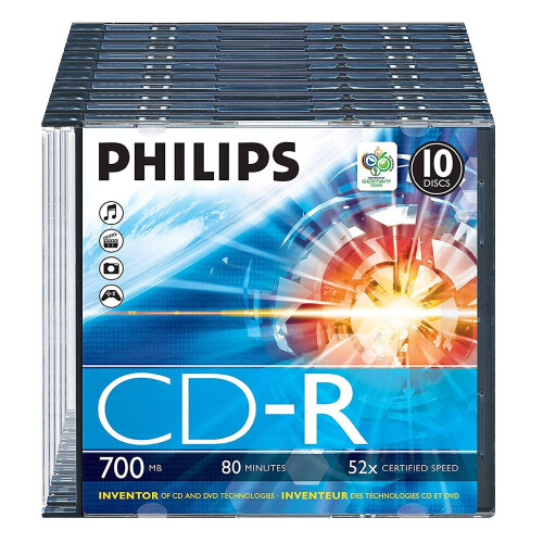 Philips Philips CDR-80 (52x) 10pk Slim Jewel Case
