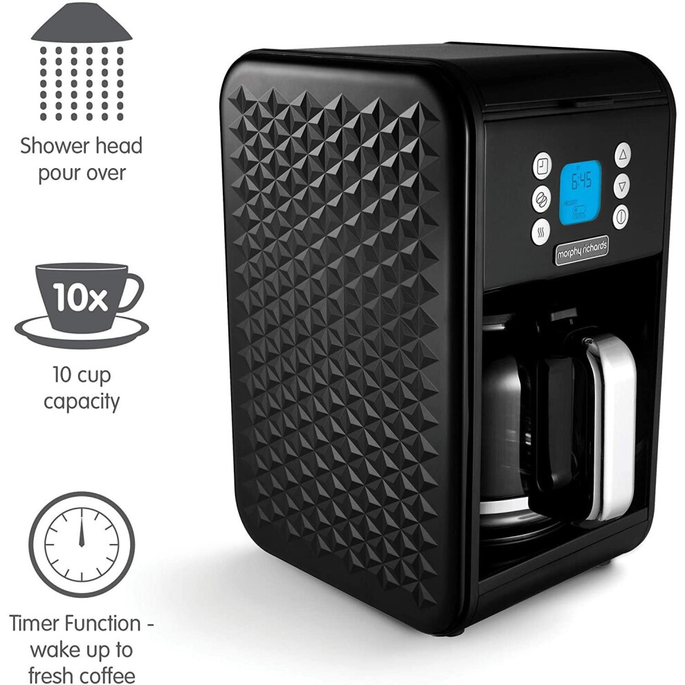 Morphy Richards Vector Pour Over Coffee Machine 163002 Black Pour-Over Coffee Machine 12 Cup Black Coffee Machine