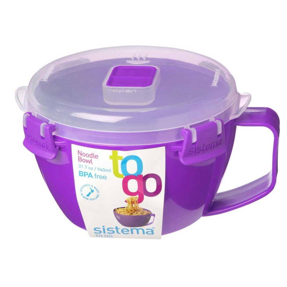 Sistema Microwave Noodle Bowl 940 Ml - Assorted Colours | Steam Vent, Klip It Clips, Nz Made, Bpa Free | C-21109