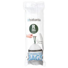 Brabantia Perfectfit Bags, Code R, 36L, 10 Pcs, White, 36 L/Size R