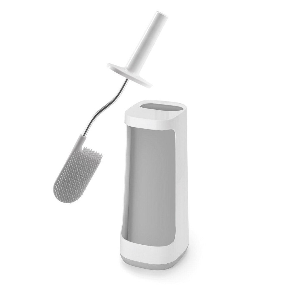 Joseph Joseph Bathroom Flex Plus Smart Toilet Brush with Storage Bay- White/Grey
