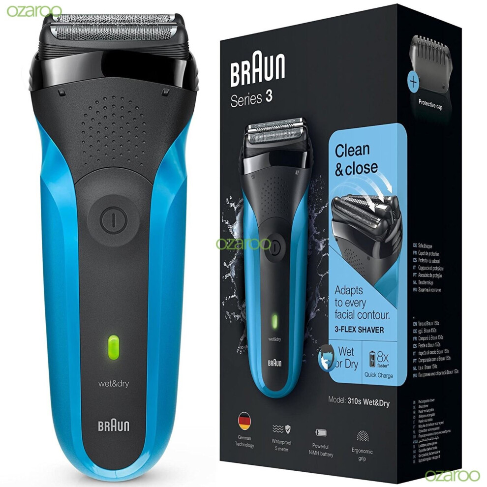 Braun Series 3 310S Wet And Dry Electric Shaver For Men/Rechargeable Electric Razor, Blue