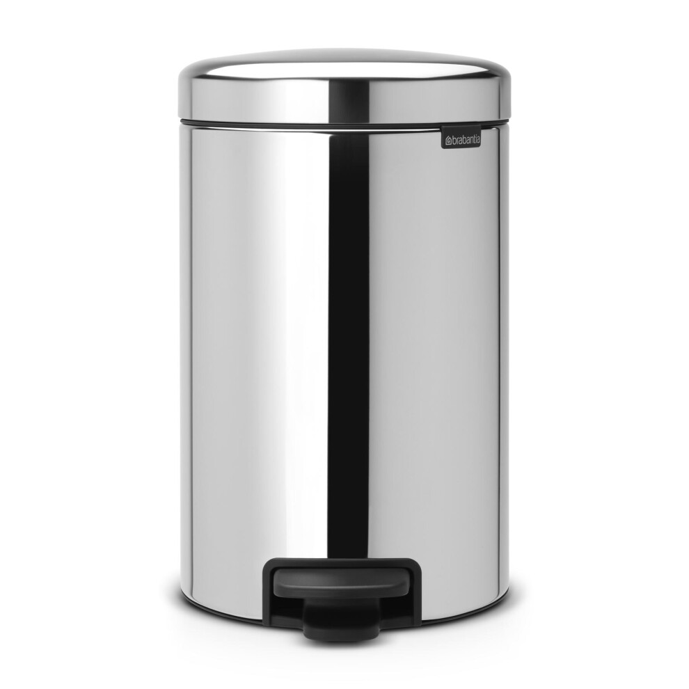Brabantia Pedal Bin newIcon with Plastic Inner Bucket, 12 Litre - Brilliant Steel