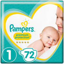 Pampers Size 1 New Baby Jumbo Box Nappies - Pack of 72 Nappies