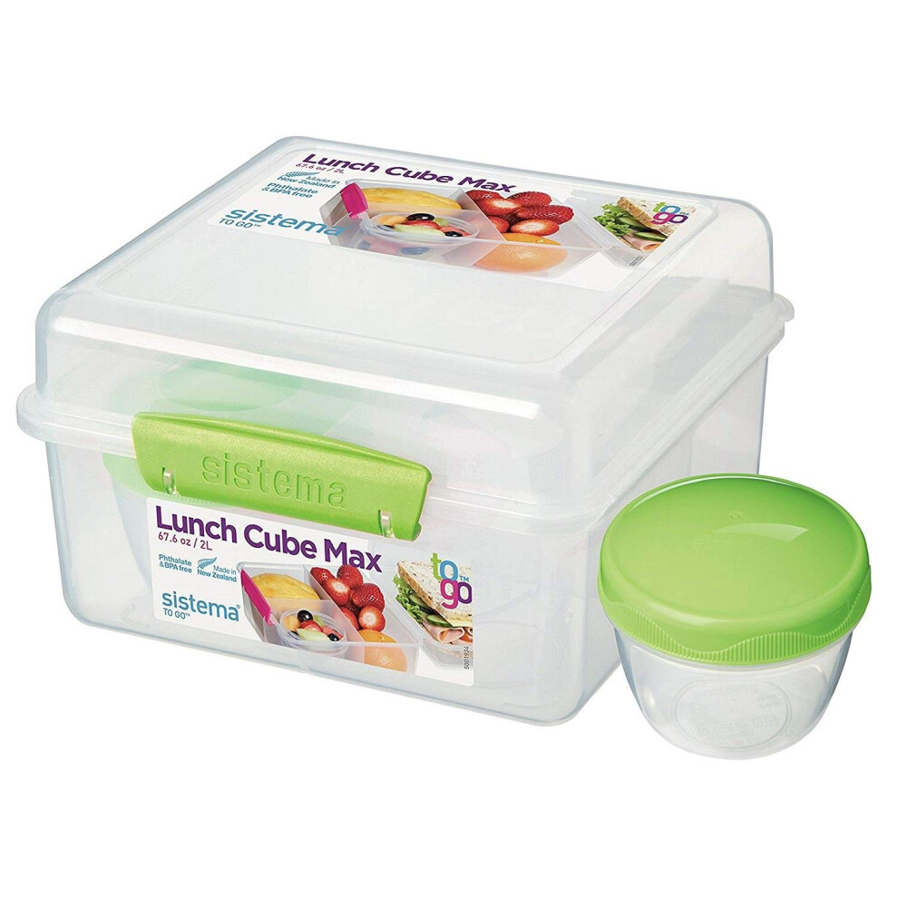 Sistema Lunch Cube Max To Go with Yoghurt Pot, 2 L - Assorted Colours