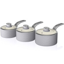Swan Grey Retro 3pce Saucepan Set 16cm/18cm/20cm with Glass Lids, Non-Stick & Compatible with Induction Hobs
