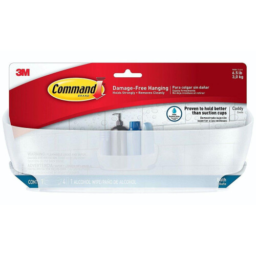 3M Command BATH11-ES Shower Caddy with Water Resistant Strips - Frosted