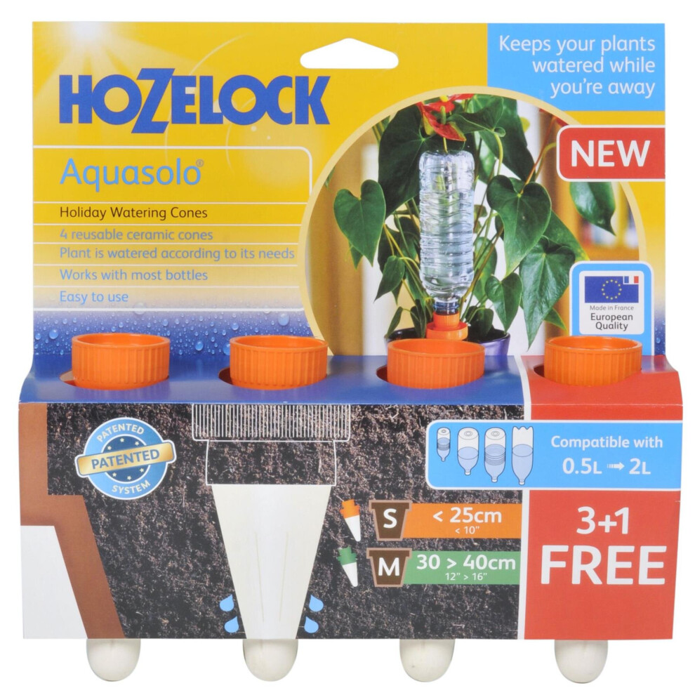 Hozelock Small Ceramic Watering Cones with Plastic Screw Adaptor - Orange, Pack of 4