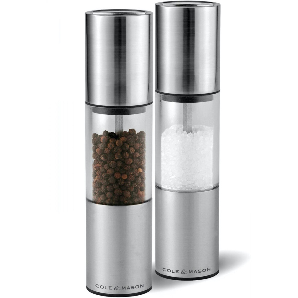 Cole & Mason Precision Grind Oslo Salt and Pepper Mill Gift Set, Acrylic and Stainless Steel/Clear, 18.5 cm