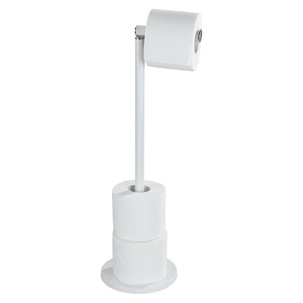 Wenko Standing Toilet Paper/Spare Roll Holder, White - 17 x 21 x 55 cm