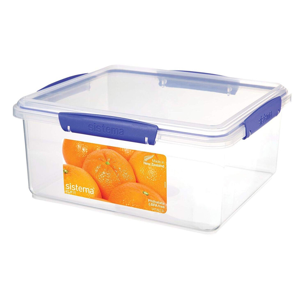 Sistema KLIP IT Food Storage Container Clear with Blue Clips 5 L