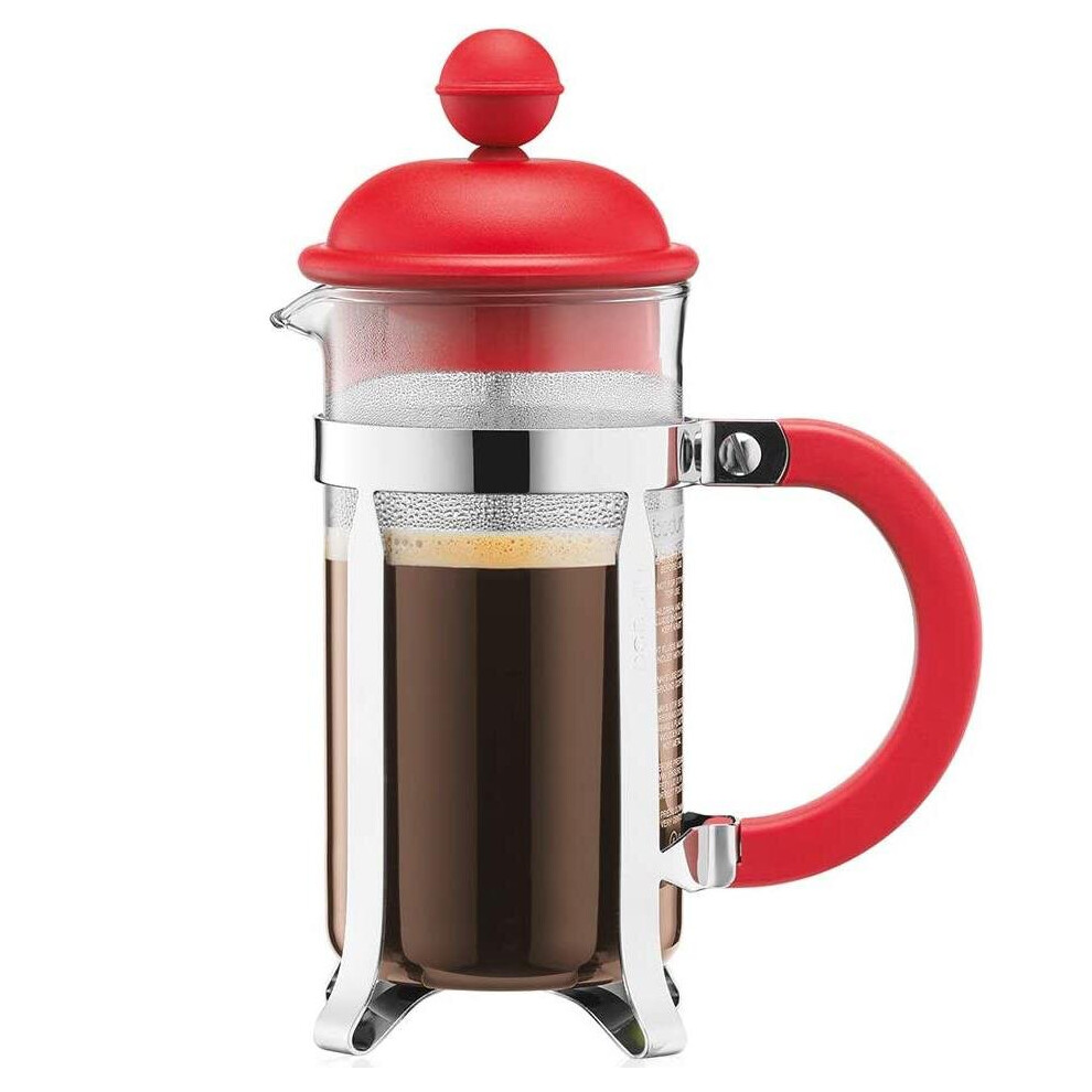 BODUM Caffettiera 3 Cup French Press Coffee Maker, Red, 0.35 l, 12 oz