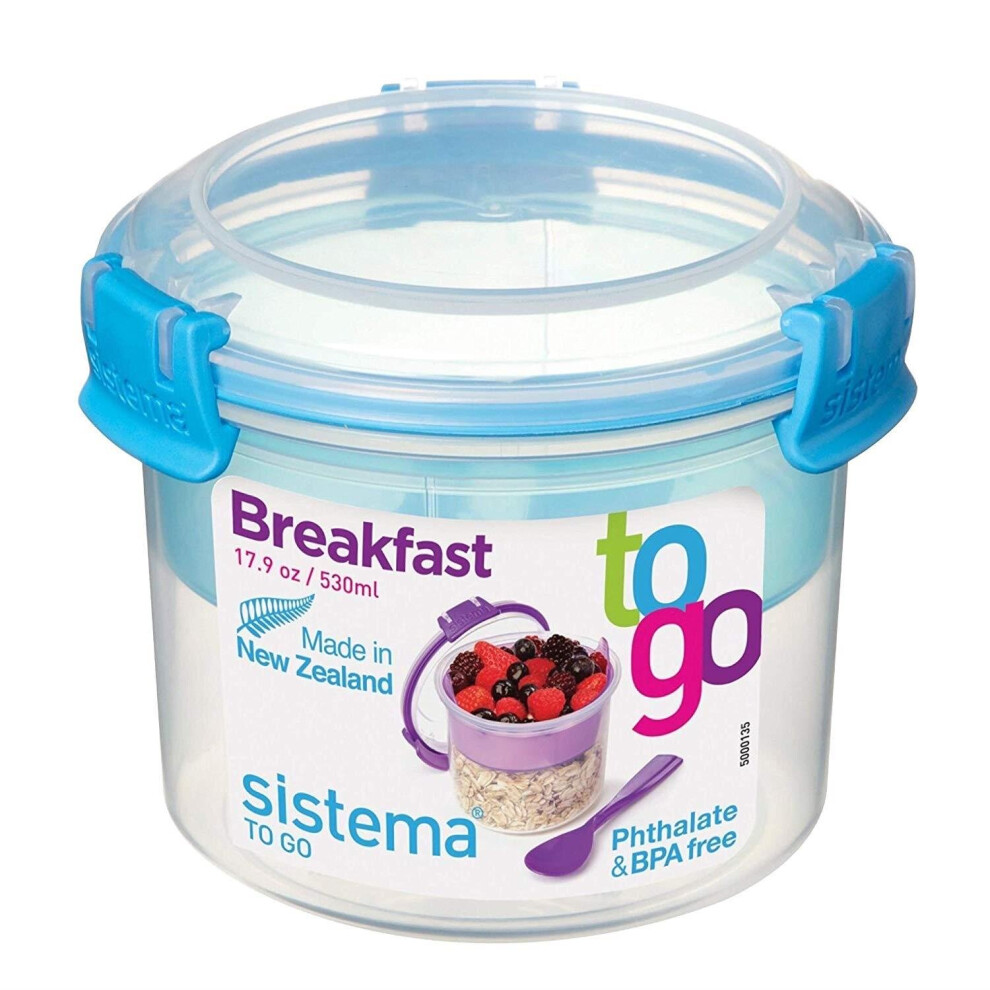 Sistema Klip It Colour Accents Breakfast To Go Container, Assorted Colours, One Only Supplied