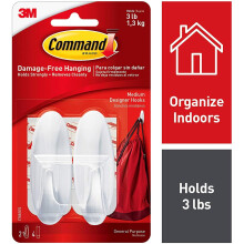 Command Medium White Designer Hooks (Pack 2)