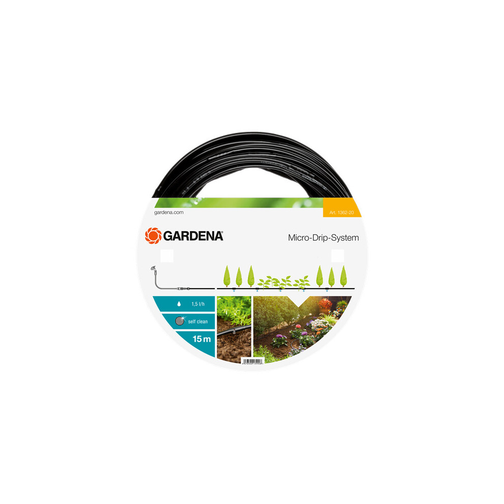 Gardena 1362-20 Micro-Drip System Above-Ground Drip Irrigation Line Internal Pipe Diameter 4.6 Mm (3/16 Inch) Black