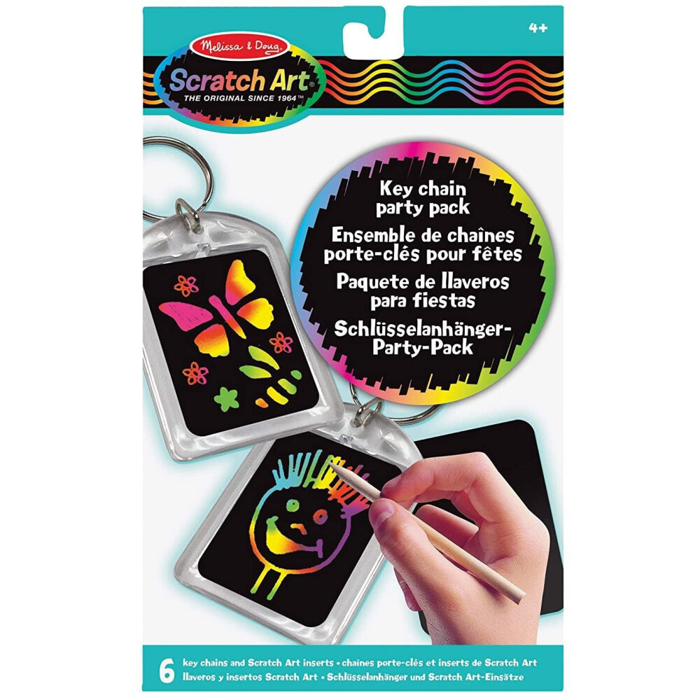 Melissa & Doug Scratch Art Key Chain Party Pack Activity Kit - 6 Key Chains