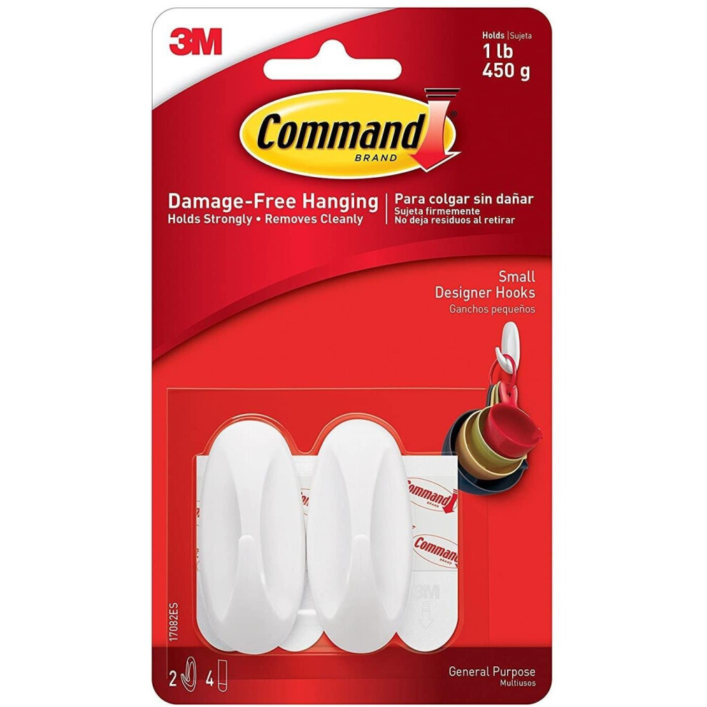 3m Small Designer Hooks With Command Adhesive 17082