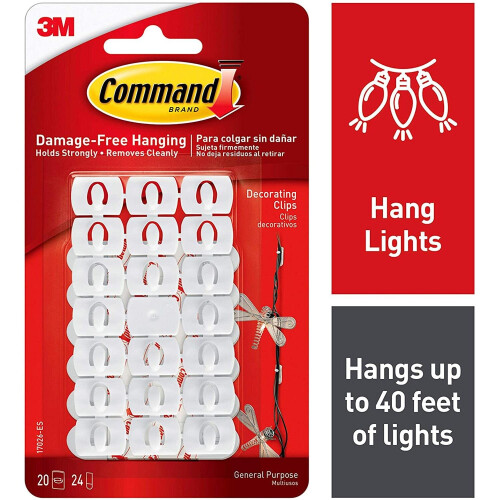 3M Κλιπς διακόσμησης Command για Χριστούγεννα και φως νεράιδας - Λευκό