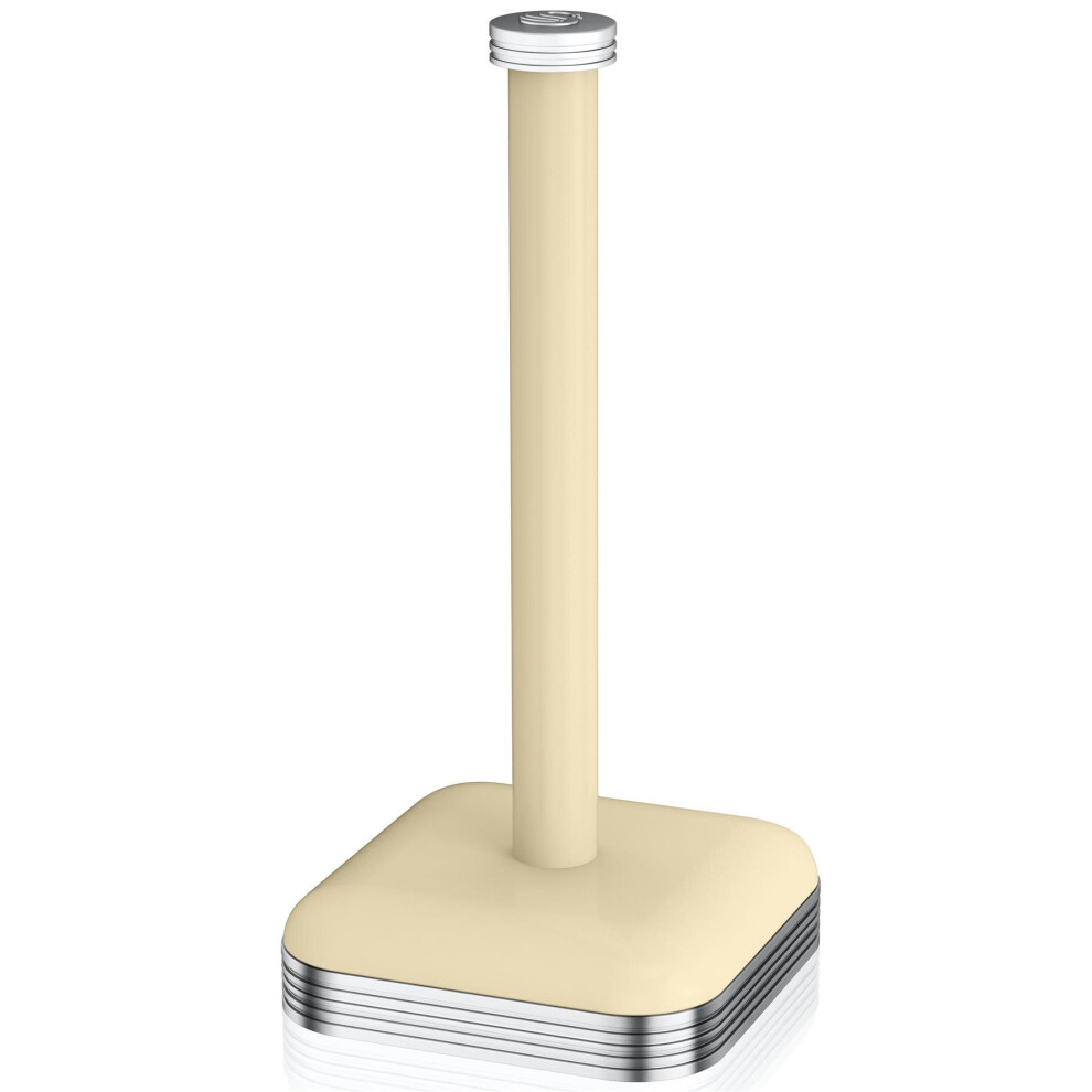 Swan Retro Cream Towel Pole - Heavy Iron Base, Chrome Detailing, 32x15x15 cm Kitchen Roll Holder
