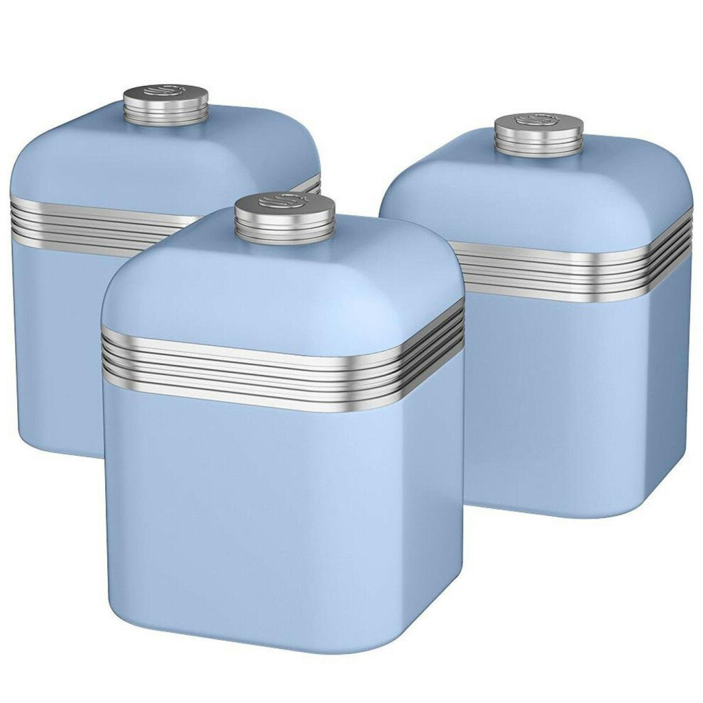 Swan Retro Set of 3 Canisters Blue