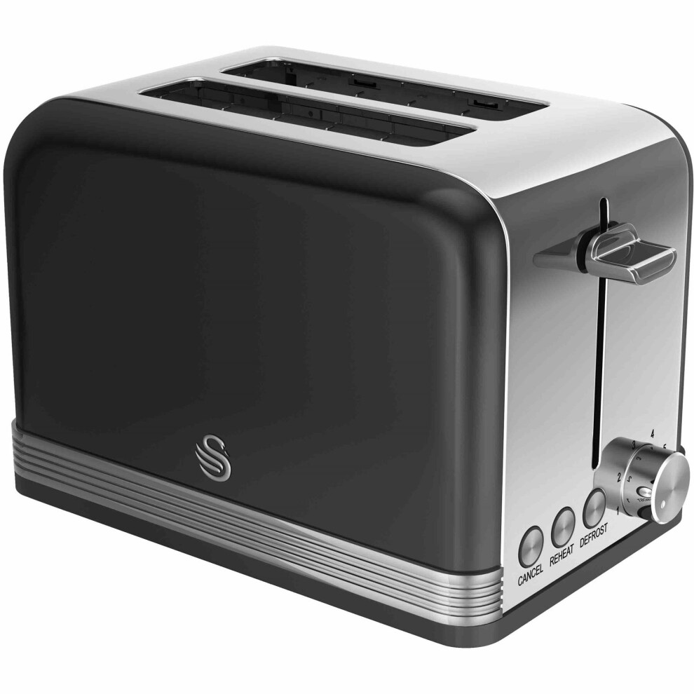 Swan 2 Slice Retro Black Toaster