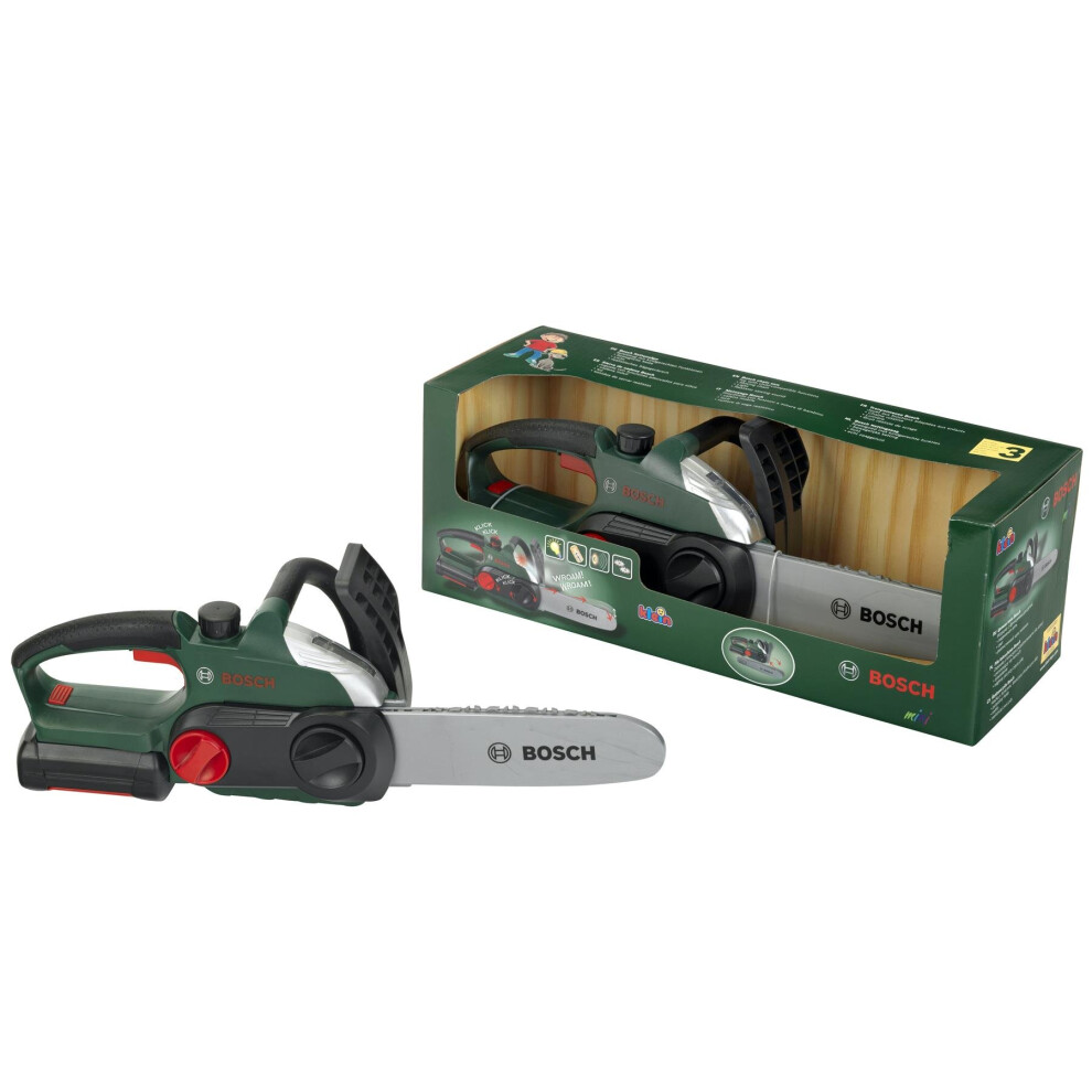 Theo Klein 8399 Bosch Chainsaw II – Realistic Toy Chainsaw with Sawing Noise, Flashing Light, Battery-Powered