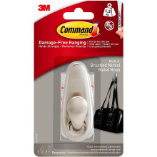 Command FC12-BN Adhesive Mount Metal Hook Medium Brushed Nickel Finish